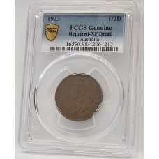 AUSTRALIA 1923 . HALF 1/2  PENNY . PCGS XF
